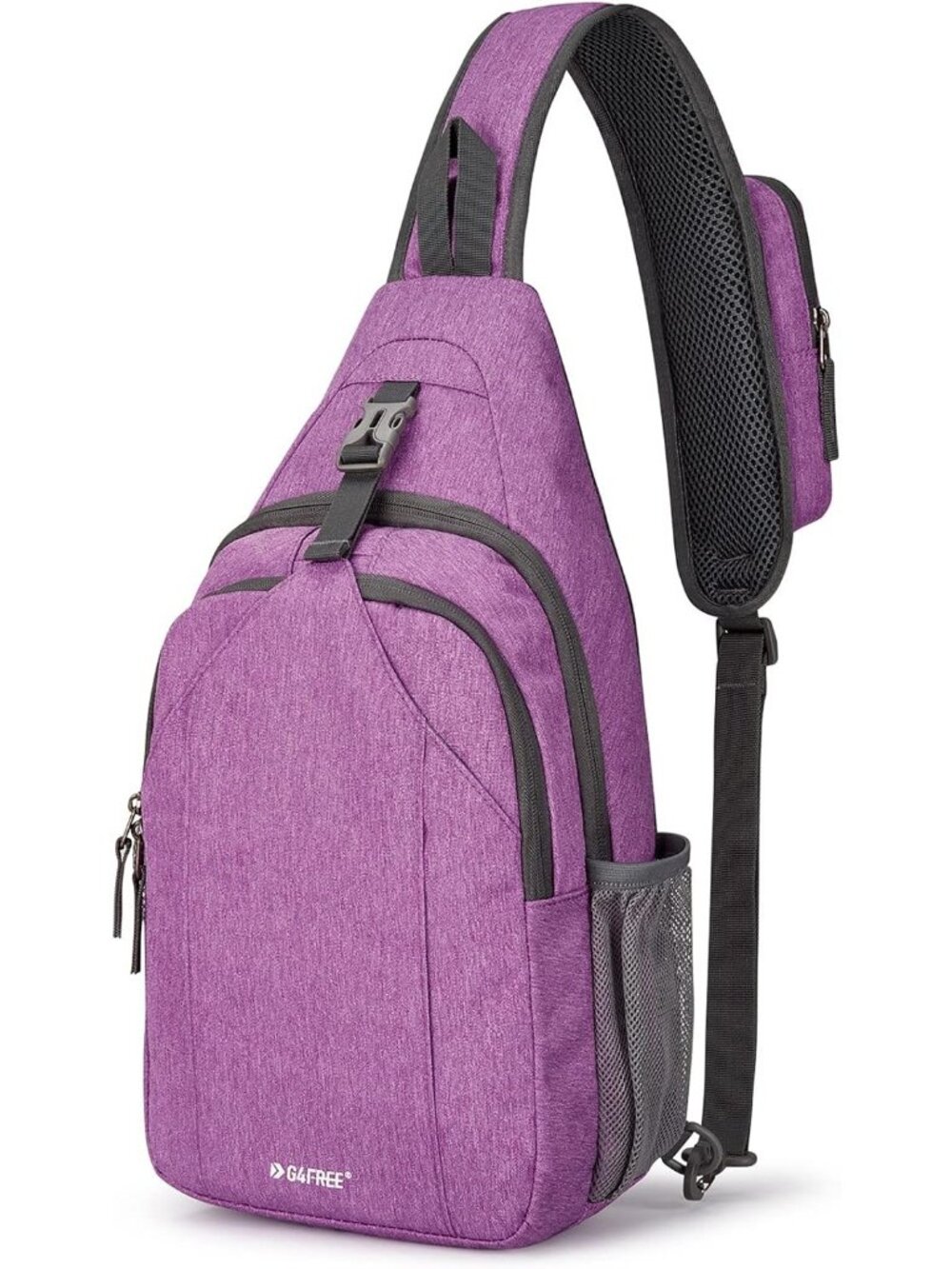 Womens Light Purple RFID Blocking Sling Backpack Crossbody Bag For Hiking Travel